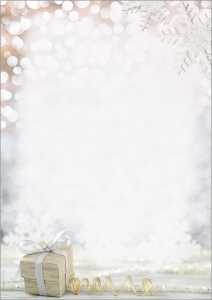 Weihnachts-Motiv-Papier - Geschenk - orange/grau 90 g/m² A4 100 Blatt