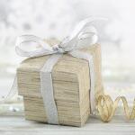 Weihnachts-Motiv-Papier - Geschenk - orange/grau 90...