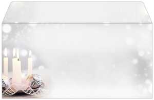 Weihnachts-Umschlag - Kerzen - silber/grau DIN lang - 50 Umschläge