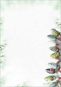 Weihnachts-Motiv-Papier Tannenzapfen grün/weiß 90 g/m² A4 100 Blatt
