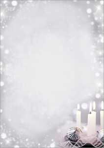 Weihnachts-Motiv-Papier - Kerzen - silber/grau - 90 g/m² A4 100 Blatt