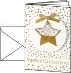 Weihnachts-Karten - Stern - weiß/gold - A6 - 10 Karten + Umschläge