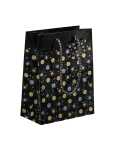 Geschenktasche klein - schwarz/silber/gold - Sterne 17 x 23 x 9 cm