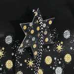 Geschenktasche klein - schwarz/silber/gold - Sterne 17 x 23 x 9 cm
