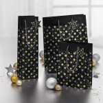 Geschenktasche klein - schwarz/silber/gold - Sterne 17 x 23 x 9 cm
