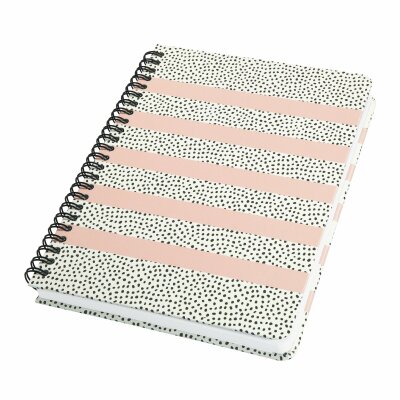 SIGEL JN600 Spiral-Notizbuch Jolie - Sweet Dots - punktkariert (Dot-Lineatur) - 100 g/m² - ca. A5 - weiß/schwarz/rosé - Hardcover - 120 Seiten - FSC-zertifiziert