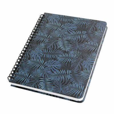 SIGEL JN602 Spiral-Notizbuch Jolie - Mystic Jungle - punktkariert (Dot-Lineatur) - 100 g/m² - ca. A5 - schwarz/blau - Hardcover - 120 Seiten - FSC-zertifiziert