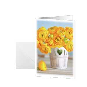 Motiv-Karten - Ranunculus - gelb/creme - C6 - 10 Karten + Umschläge