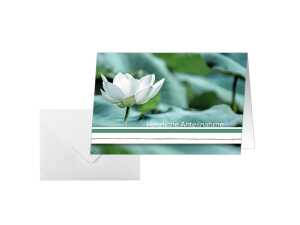 Trauer-Karten - Water Lily - weiß/blau/grün - C6 10 Karten + Umschläge