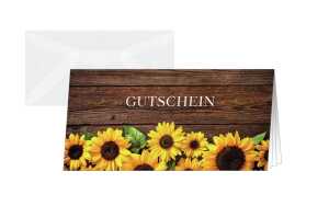Gutschein-Karten Sunfield gelb/braun - DIN lang 10 Karten + Umschläge