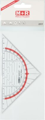 M+R Geometrie-Dreieck 16cm glasklar rot hinterlegt