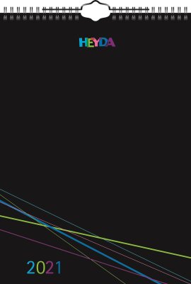 HEYDA 2070460001 Bastelkalender 2021 A4 Chromolux-Deck Blatt Deck Blatt : schwarz Monatsblätter: schwarz