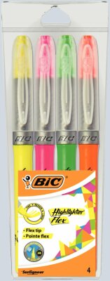 Bic Textmarker Highlighter Flex sort 1,0 bis 4,0mm Beutel à 4 Stück