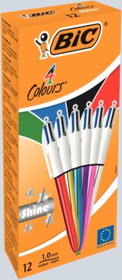 Bic Kugelschreiber 4 Colours Shine 0,4mm 4-farbig Schaftfarb.sort 12St