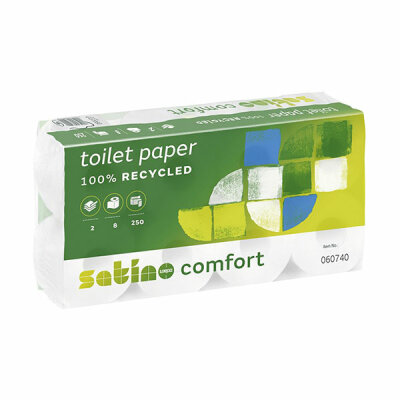 Toilettenpapier 2-lagig 8x250 Blatt 100% Recyceld - *************************************************** - Lieferung nur als volle Palette = 264 Stck. möglich - ***************************************************