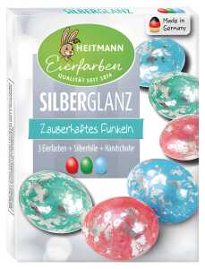 Eierfarben Silberglanz - 3 Kaltfarben - glitzerndes Osternest