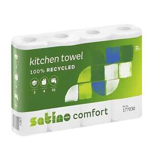 Küchenrollen 3-lagig 4X51 Blatt 100% Recyceld, Satino comfort