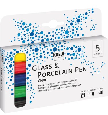 KREUL Glass & Porcelain Pen Clear 5er Set