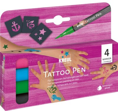 KREUL Tattoo Pen 4er Set Anker, Sterne, Schmetterling