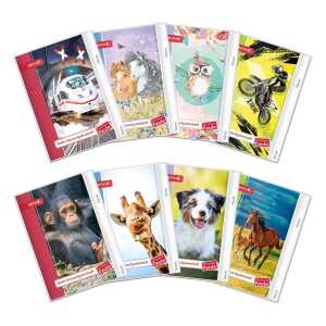 Hausaufgabenheft - Kids Tiere clevere Faule, A5, 12er Mini - Sortiment