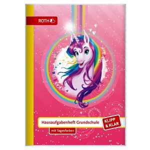 Einhornportrait Klipp+Klar Grundschulaufgabenheft, A5, 96 Seiten