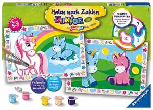 Malen nach Zahlen Bild Zauberhafte Einhörner - Bild mit Rahmen,