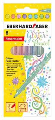 Fasermaler 8ST Glitter Pastell sortiert EBERHARD FABER 551009