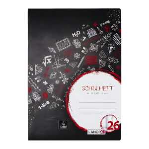 Schulheft A4, 16 Blatt, 80 g/m², Lineatur 26 (kariert mit Rand rechts)