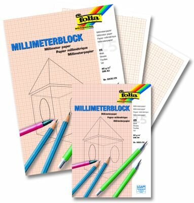 Millimeterpapier A4 80g Block mit 25 Blatt