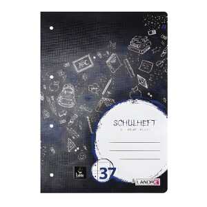 LANDRÉ Schulheft A4, 16 Blatt, 80 g/m², 4fach gelocht, Lineatur 37