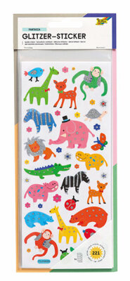 Glitzer Sticker Fantasia ca.10x23cm, 5 Blatt,sort.