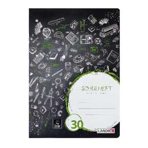 LANDRÉ Schulheft A4, 16 Blatt, 80 g/m², 4fach gelocht, Lineatur 30