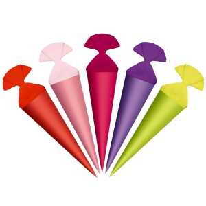 Roth Uni-Tüte, 5er Sortiment Mädchen, 12 cm, rund, Kreppverschluss