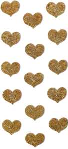 Handmade Stickers Goldene Glitzer Herzen