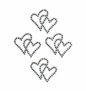 Sticker Double Heart 4er Rhinestone weiß