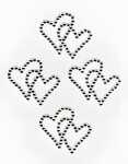 Sticker Double Heart 4er Rhinestone weiß