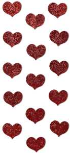 Handmade Stickers Rote Glitzer Herzen