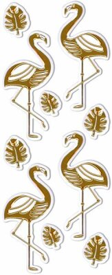 Handmade Stickers Goldkontur Flamingo