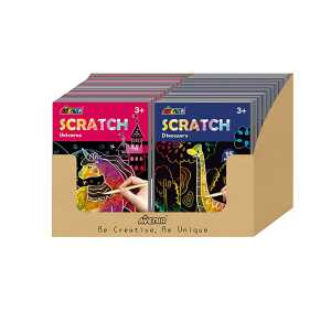 Avenir Kratzbuch klein 2fach sortiert Einhörner pink, Dinosaurier blau