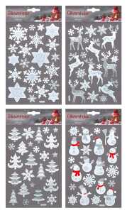 Dekosticker Weihnachten Idylle mit Glitzer - 4fach sortiert