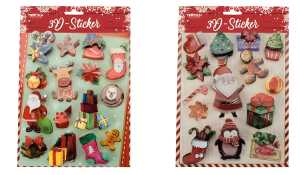 3D Sticker Weihnachten 2fach sortiert 19x27cm