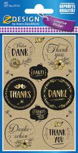 Creativ Sticker Papier Danke 2 Bögen - geprüfte Qualität, Z-Design