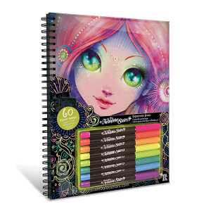 Nebulous Stars Malbuch mit 8 Stiften -Motive zum Ausmalen schwarzen S