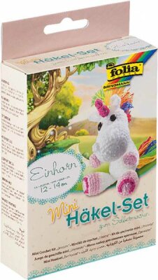 Mini-Häkelset Einhorn mit Anleitung + Häkelnadel