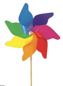 Windmühle bunt, Ø62cm H:120 cm, auf Holzstab