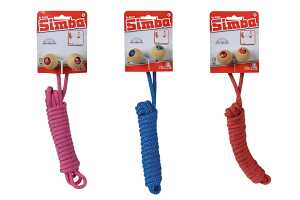 Doppel-Springseil, 5m 3-sort. mit Holzkugeln rot, blau, rosa, Seil 5m