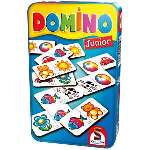 Spiel Domino Junior SCHMIDT 51240 in Metalldose