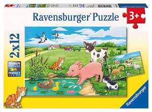Puzzle 2x12 Teile Bauernhof - Tierkinder auf dem Land - ab 3 Jahren
