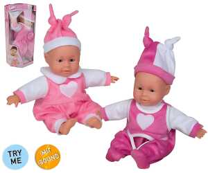 Babypuppe mit Schlafaugen und 6fach Sound, ca. 30cm