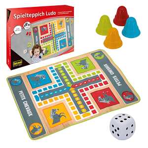 Idena Spielteppich Ludo 130x93cm - mit 16 Zubehörteilen